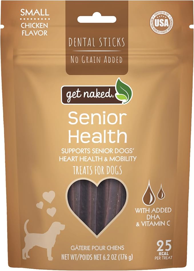 Get Naked Senior Health Dental Sticks Grain-Free Chicken Flavor Dog Treats